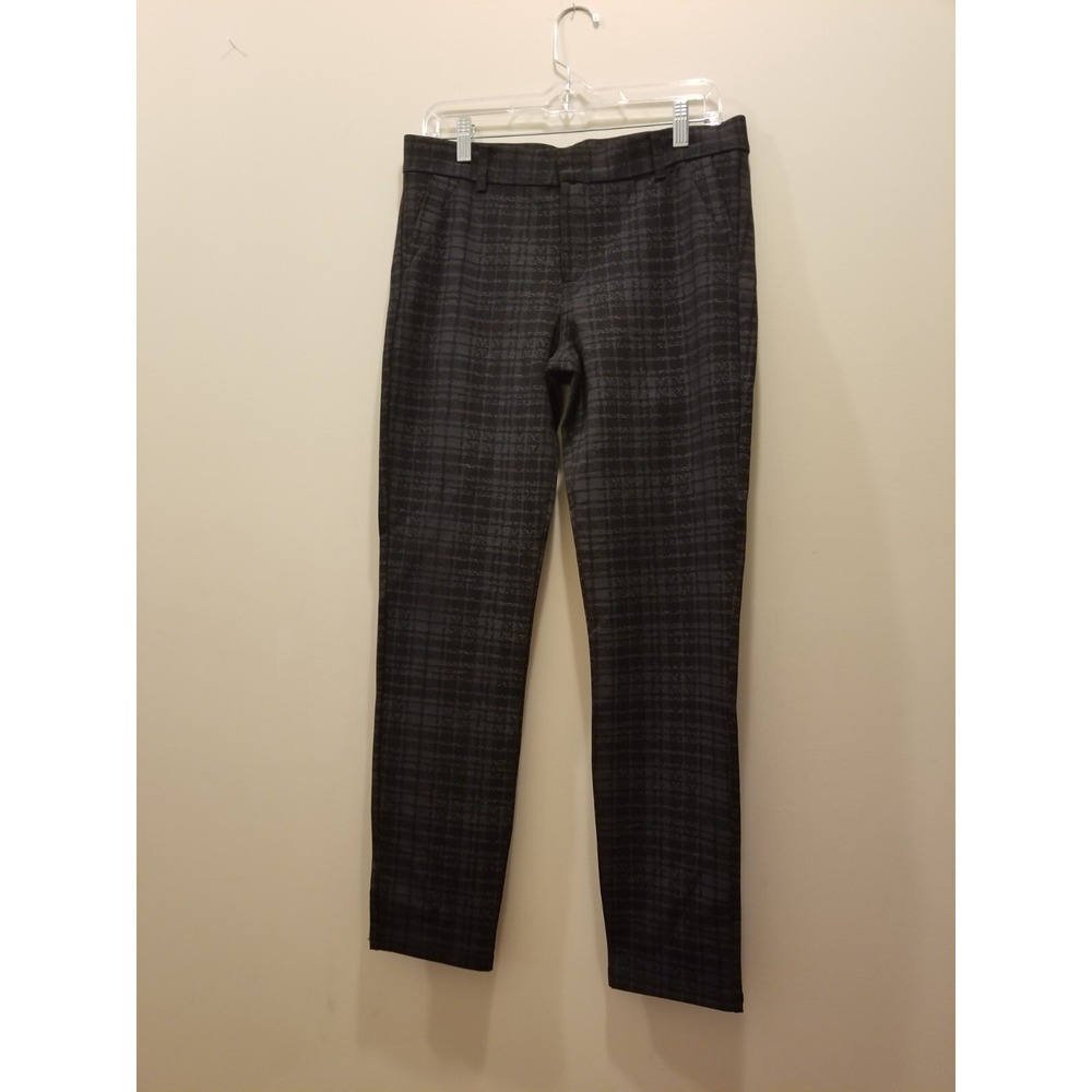 KUT from the Kloth Trousers Women 10S Grey Black Plaid Slim Stretch SP048MA5S